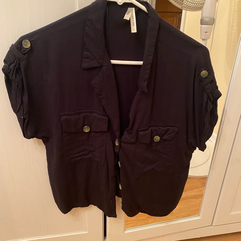 Crop top button up blouse.